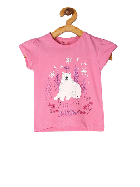 

Donuts Girls Pink Printed Round Neck T-shirt