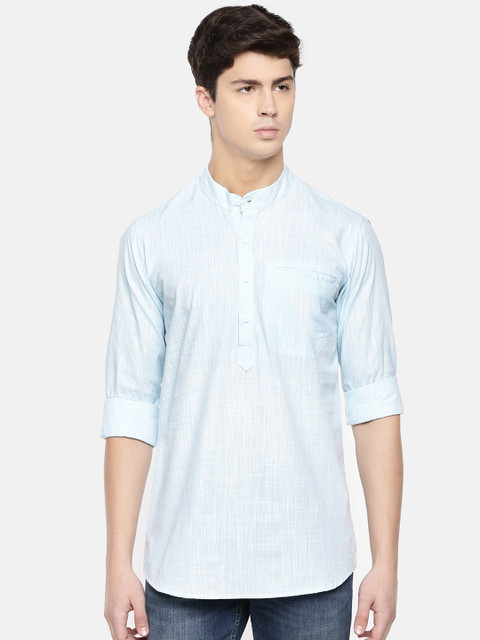 

Cross Court Men Blue Solid Straight Kurta