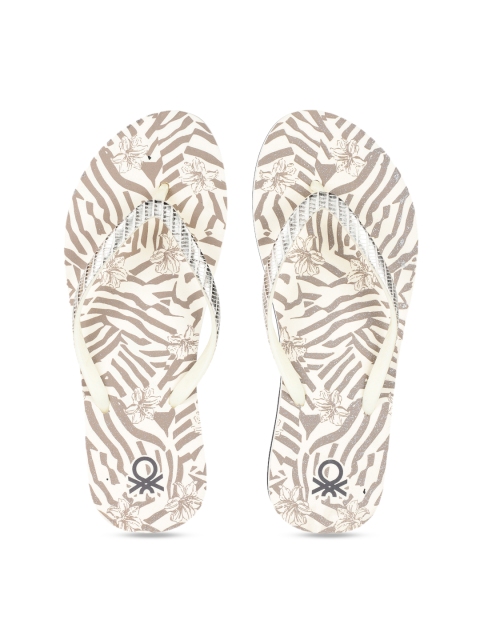

United Colors of Benetton Women Beige & Brown Printed Thong Flip-Flops