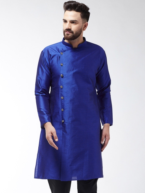 

SOJANYA Men Blue Printed Straight Kurta
