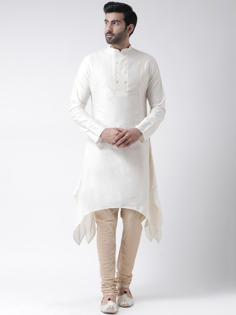 

KISAH Men Off-White Solid Straight Kurta
