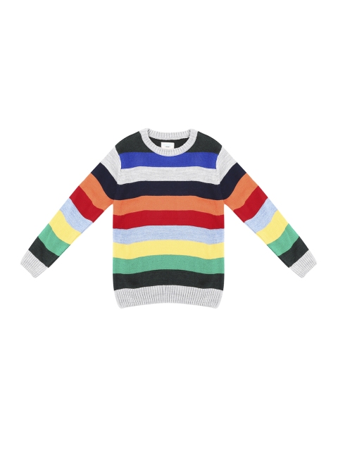 

Pantaloons Junior Boys Grey Melange Striped Sweater, Multi