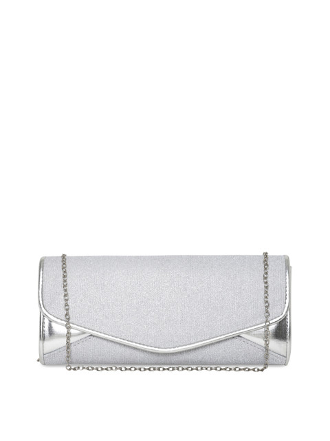 

KLEIO Silver-Toned Solid Clutch