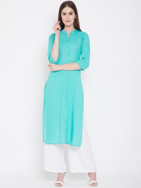 

Prakhya Women Blue Solid Straight Kurta