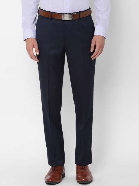 

SIMON CARTER LONDON Men Navy Blue Slim Fit Solid Formal Trousers