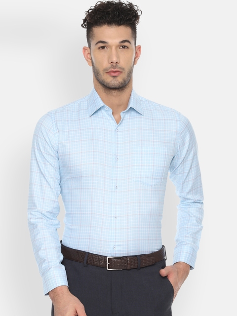 

Van Heusen Men Blue & Grey Slim Fit Checked Formal Shirt