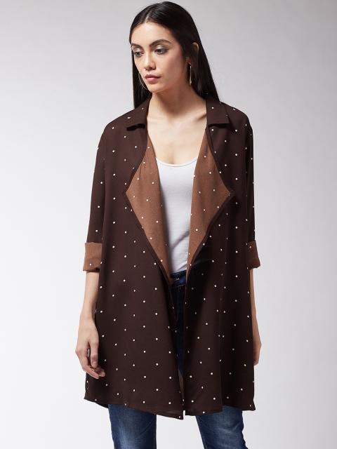 

MAGRE Women Brown Printed Open Front Shrug
