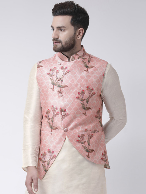 

I Know Men Pink Floral Printed Nehru Jacket