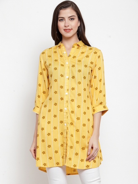

Everlush Women Yellow Floral Printed A-Line Kurta
