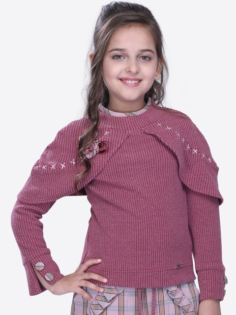 

CUTECUMBER Girls Pink Self Design Top