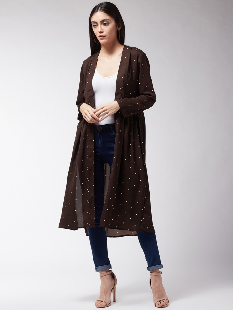 

MAGRE Women Brown Printed Open Front Shrug