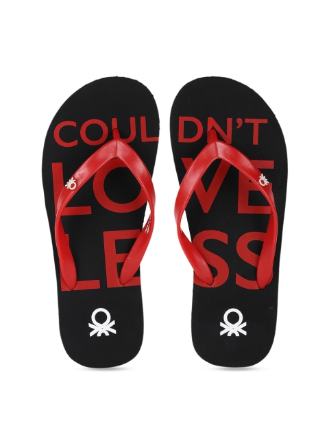 

United Colors of Benetton Men Black & Red Printed Thong Flip-Flops