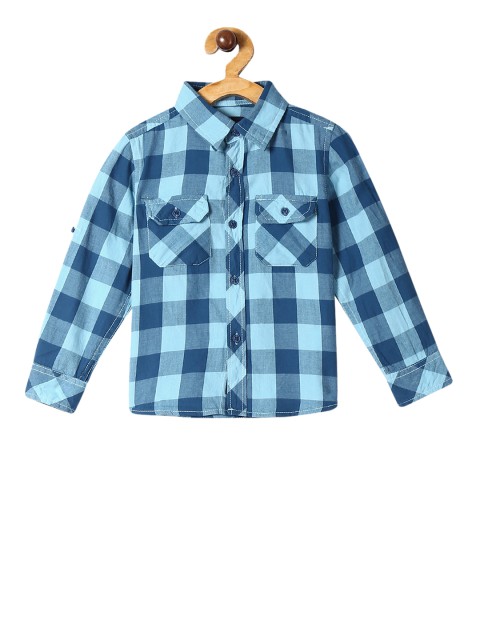 

Cherokee Boys Blue Regular Fit Checked Casual Shirt
