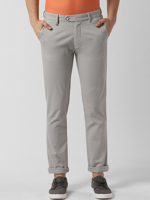 

Peter England Casuals Men Grey Slim Fit Solid Regular Trousers
