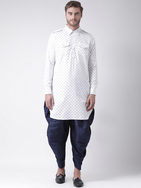 

DEYANN Men White & Navy Blue Printed Kurta with Patiala