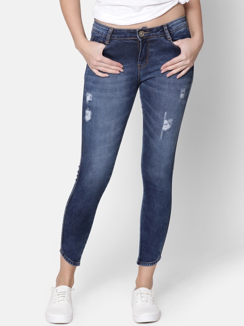 

ZHEIA Women Blue Skinny Fit Mid-Rise Low Distress Stretchable Jeans