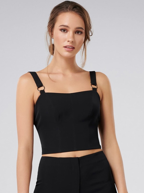 

Forever New Women Black Solid Fitted Top
