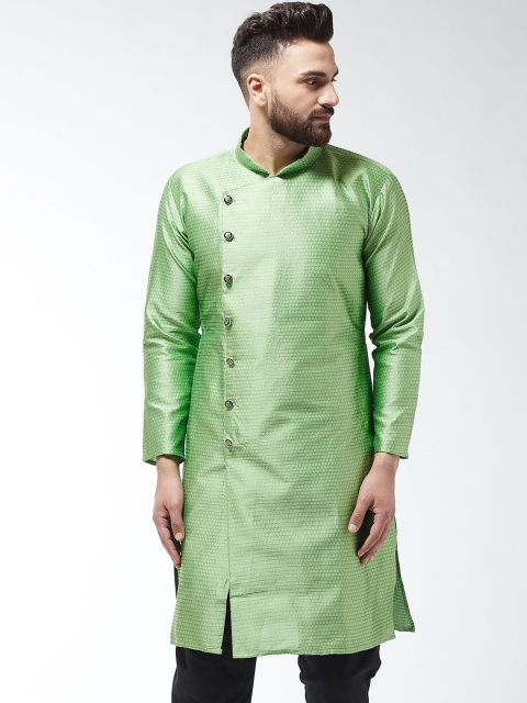 

SOJANYA Men Green Woven Design Straight Kurta