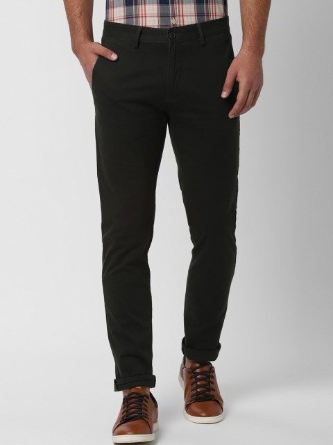 

Peter England Casuals Men Dark Green Slim Fit Solid Formal Trousers