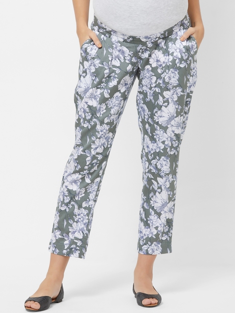 

Mystere Paris Women Grey Printed Maternity Cropped Regular Trouser