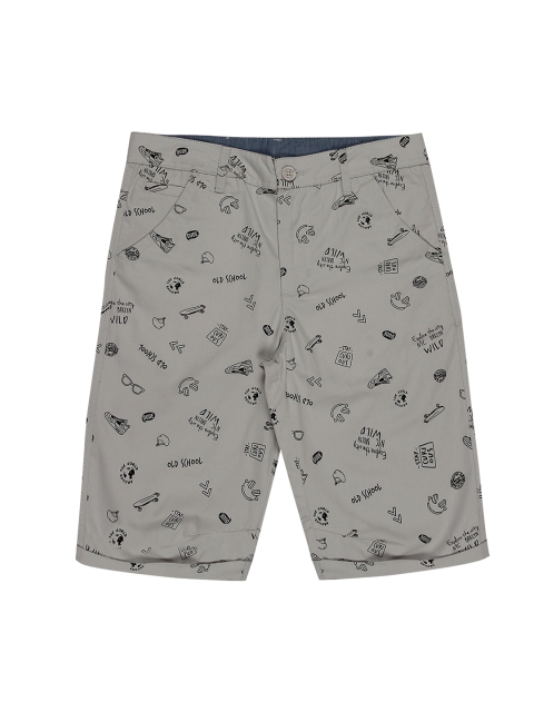 

First Kick Boys Grey Printed Regular Fit Regular Shorts