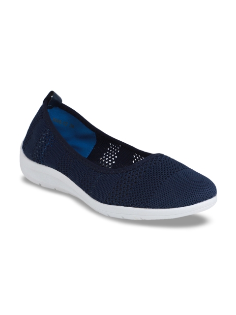 

pelle albero Women Navy Blue Knitted Patterned Ballerinas