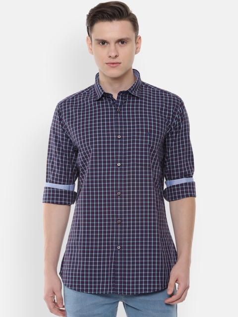 

Van Heusen Sport Men Navy Blue & Red Slim Fit Checked Casual Shirt