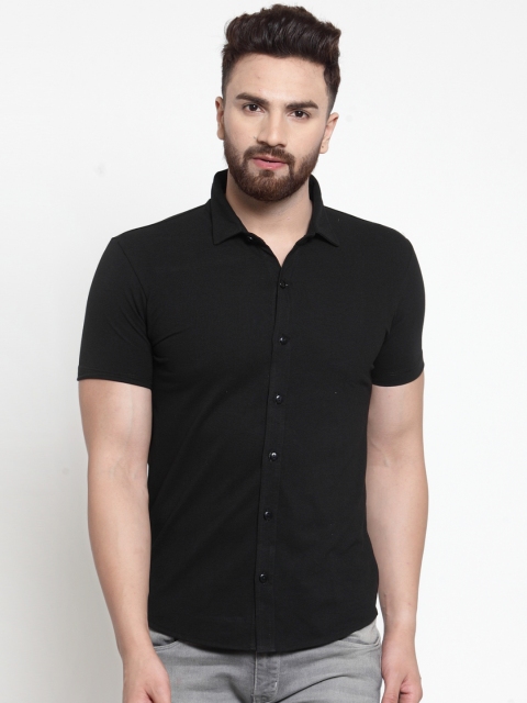 

WILD WEST Men Black Regular Fit Solid Casual Shirt