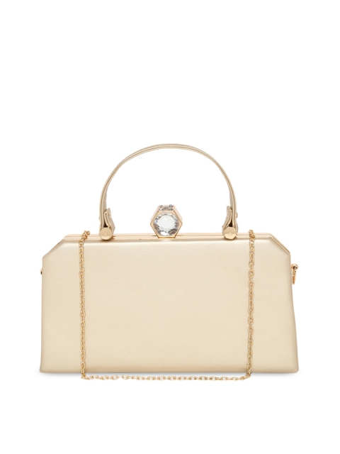 

KLEIO Women Gold-Toned & Beige Solid Clutch