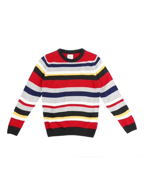 

Pantaloons Junior Boys Red & Grey Striped Sweater