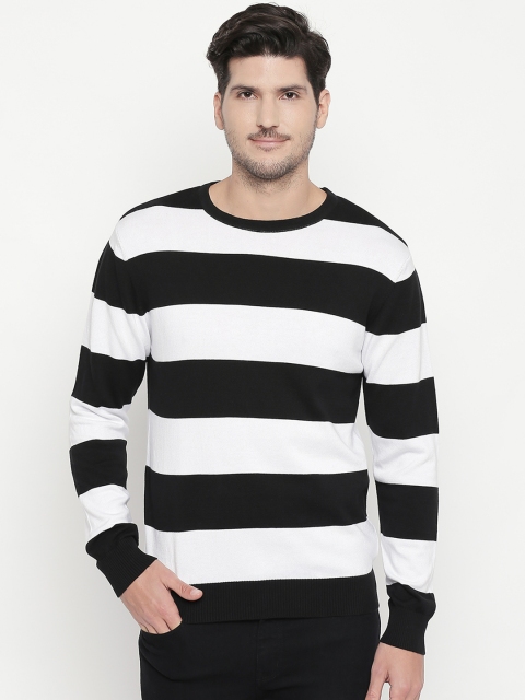 

BYFORD by Pantaloons Men White & Black Striped Sweater