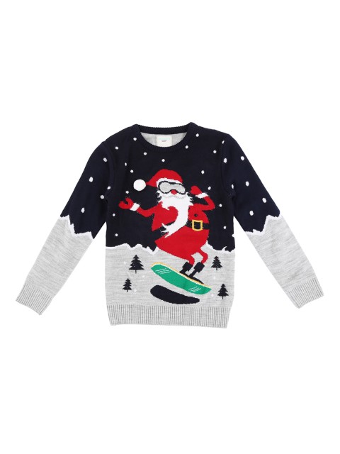 

Pantaloons Junior Boys Navy Blue & Grey Printed Sweater