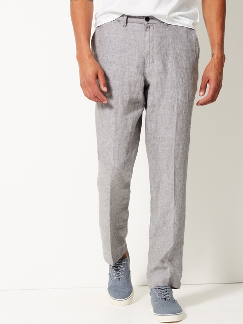 

Marks & Spencer Men Grey Regular Fit Solid Formal Trousers