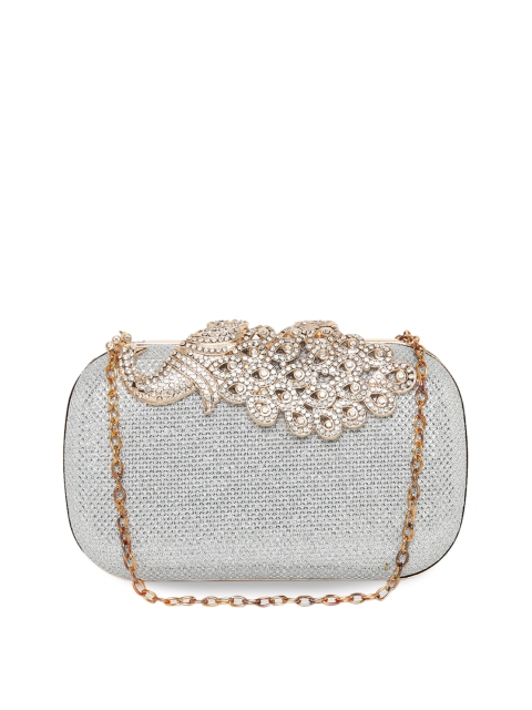 

KLEIO Silver-Toned Embellished Clutch