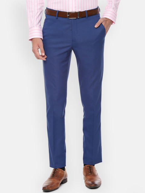 

Louis Philippe Men Blue Slim Fit Solid Formal Trousers