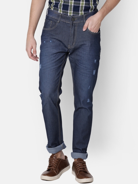 

CINOCCI Men Blue Slim Fit Mid-Rise Low Distress Stretchable Jeans