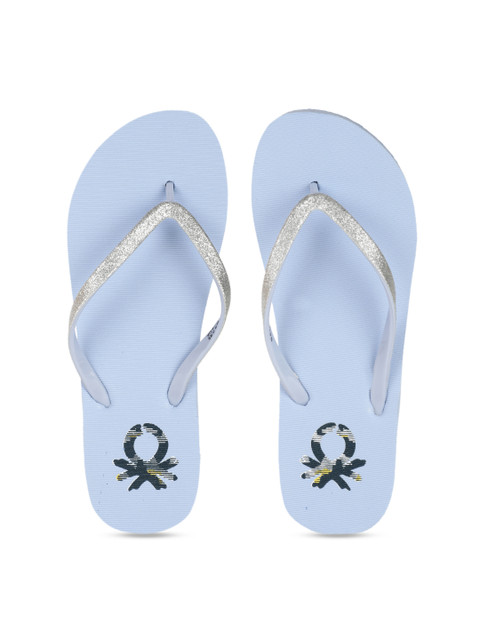 

United Colors of Benetton Women Blue Printed Thong Flip-Flops