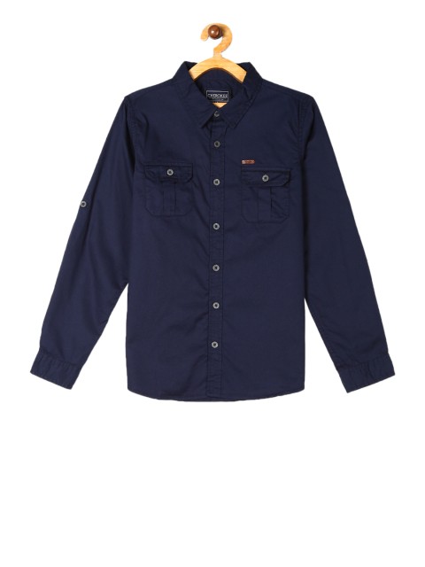 

Cherokee Boys Blue Regular Fit Solid Casual Shirt