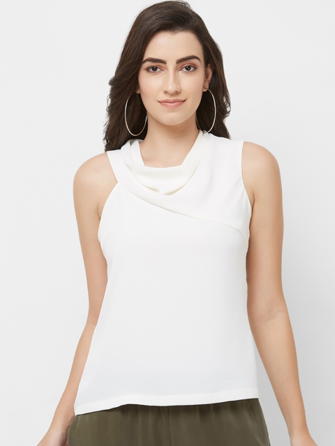 

bebe Women White Solid Top