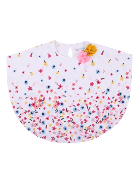 

Pantaloons Junior Girls White & Pink Printed Cape Top