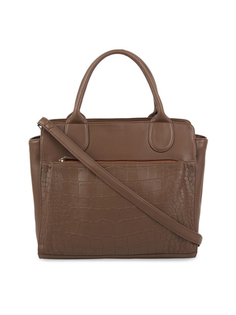 

Toteteca Brown Textured Handheld Bag, Beige