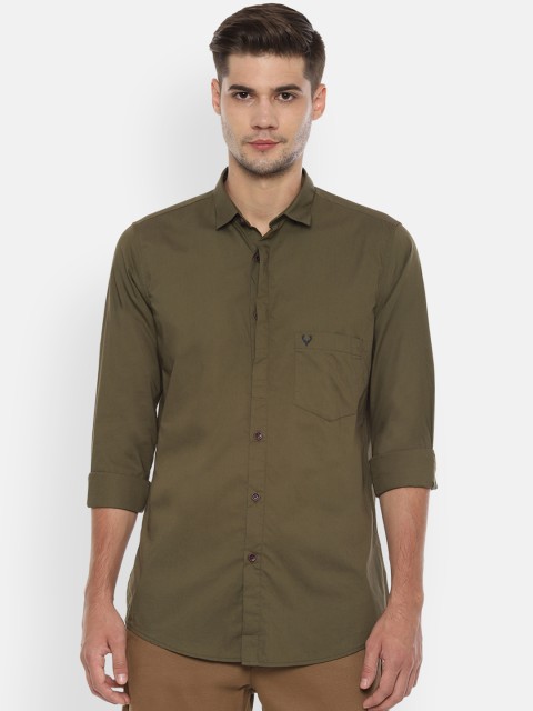 

Allen Solly Men Olive Green Slim Fit Solid Casual Shirt