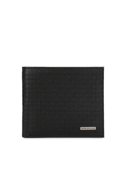 

Peter England Men Black Textured Leather Two Fold Wallet