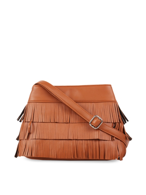 

Toteteca Tan Brown Solid Tasslled Sling Bag