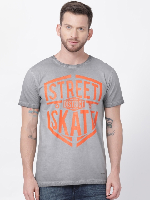 

T-Tog Men Grey Printed Round Neck T-shirt