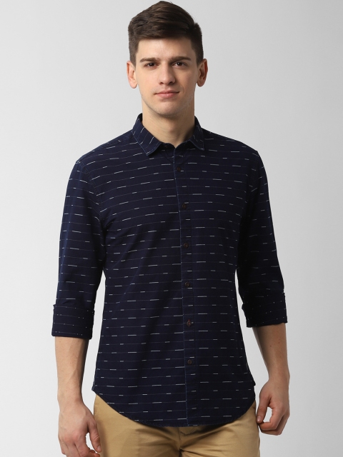 

Peter England Casuals Men Navy Blue Slim Fit Striped Casual Shirt
