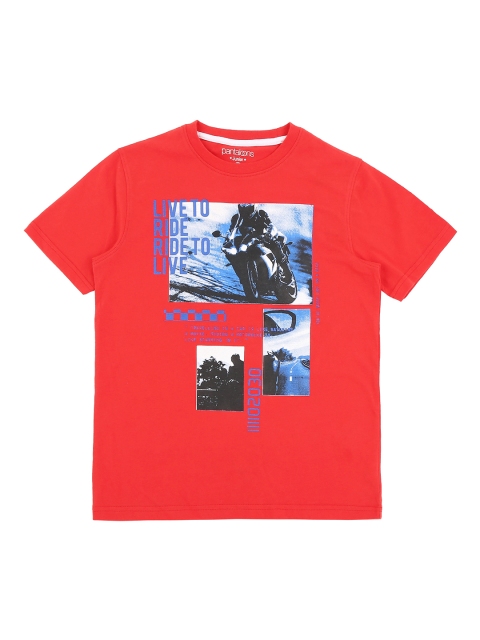 

Pantaloons Junior Boys Red Printed Round Neck Pure Cotton T-shirt