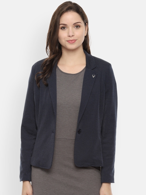 

Allen Solly Woman Women Navy Blue Self-Design Blazer