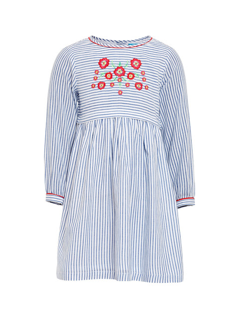 

Miyo Girls Blue Striped Fit and Flare Dress