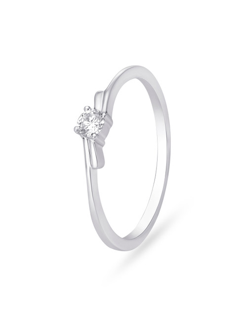 

Mia by Tanishq 14KT White Gold Ring for Women Crowned with Diamond, Silver